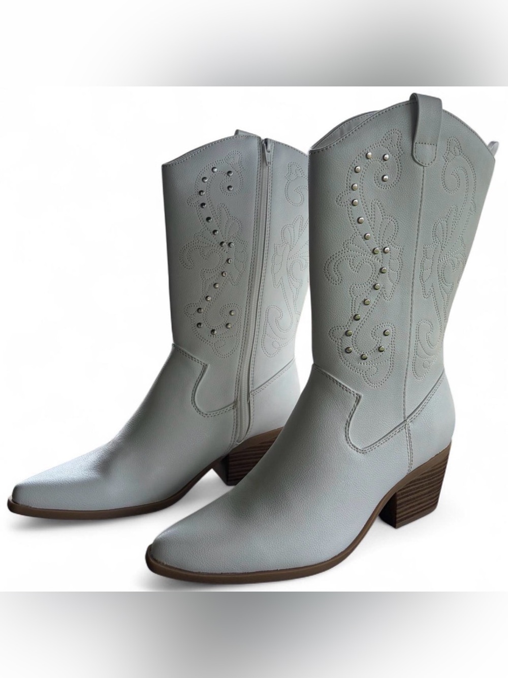 NWOT Old Navy Tall Western-Style Cowgirl Boots in White/Cream Women's US Size 7